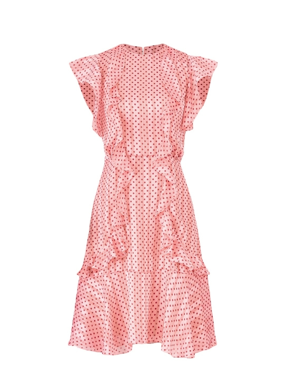 ML Monique Lhuillier Pink Polka Dot Dress Size 2 | Feminine Fit & Flare Cocktail